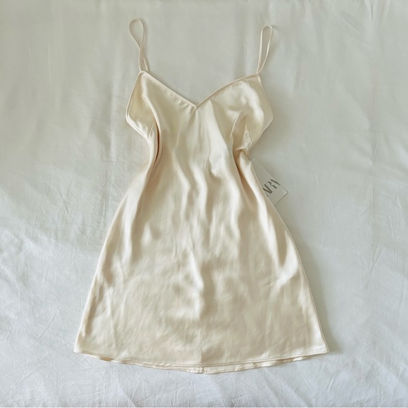 Zara Dresses & Skirts - ZARA NWT Cream Satin Slip Dress